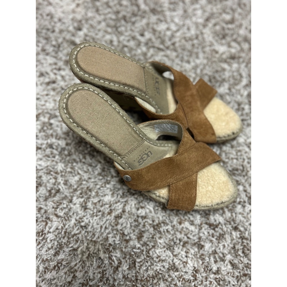 UGG Australia Lucianna Chestnut Suede Espadrille Wedge Sandals 1669 Size 8